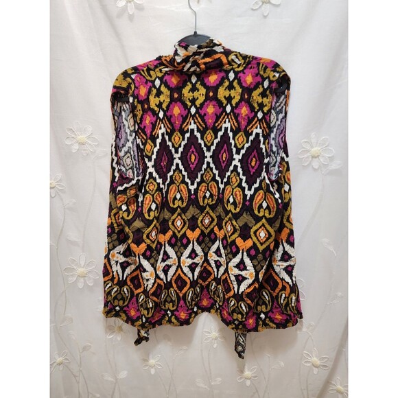 Cato XL Women Multicolor Vest Sleeveless Open Front Paisley Ikat Bold Ethnic - Picture 11 of 13